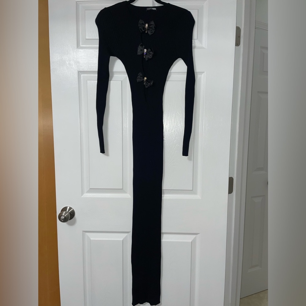 Fashionova long sleeve black maxi dress